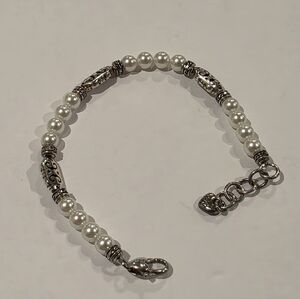 Brighton Silver Plated and White Faux Pearl Bracelet‎